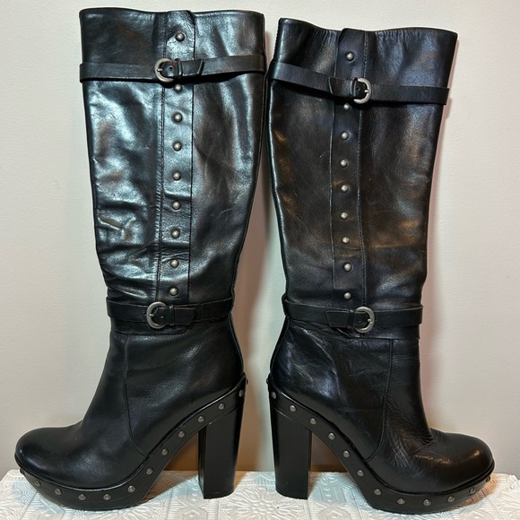 Kork-Ease Leather Studded Strappy Boots Sz US 6.5 / EU 37 EUC - Picture 3 of 16